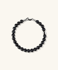 6mm Gemstone Beaded Bracelet with handcrafted sterling silver beads and a swivel clasp.