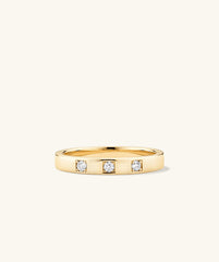 Gold ring with three diamonds. Handcrafted in 14k solid gold, perfect for any occasion. Product title: Diamonds Band.