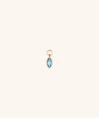 Marquise Gemstone Hoop Charm featuring a blue gem set in a gold ring design, perfect for attaching to hoops like Bold Hoops.