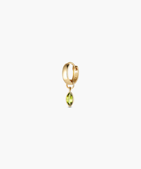 Marquise Gemstone Hoop Charm featuring a sleek gold hoop adorned with a single green gem, designed to enhance any earring with elegance and sparkle.