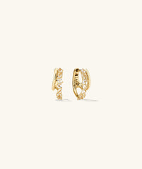 Ella Double Hoop featuring a simple thin hoop and a standout hoop adorned with lab-grown sapphires in various cuts, including pear and marquise.