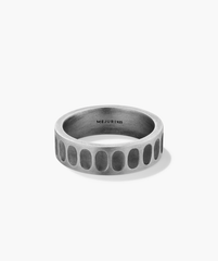 Colosseum Ring featuring strong, bold design with inverted impressions and oval shapes, inspired by classic architecture, crafted in silver or platinum.