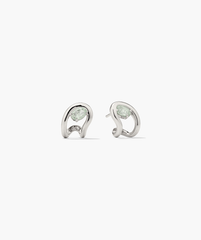 Organic Dôme Curve Gemstone Huggies featuring a unique design with a central gemstone, elegantly blending art and style for wearable sophistication.