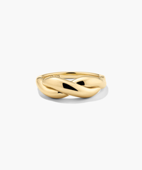 Brioche Ring with a polished, twisted infinity design, showcasing a simple yet elegant style perfect for stacking and everyday wear.
