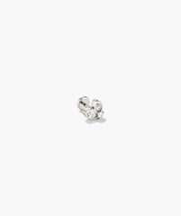 Piercing Studio - Lab Grown Diamond Petal Stud: Silver-tone stud with three clear stones forming a butterfly-like cluster, featuring marquise and round shapes.