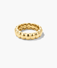 Classic Charlotte Stacker Bundle: A gold-tone ring with a beaded band design, engraved âMEJURI 925 JTH,â showcasing bold curves and high shine.