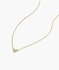 Mini Heart Pavé Diamond Necklace featuring a gold chain and heart-shaped pendant adorned with diamonds.
