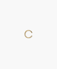 Diamond Ear Cuff showcasing a gold 'C' shape, adorned with responsibly sourced diamonds, designed for easy wear without piercing. Handcrafted in 14k solid gold.