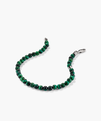 Green and black beaded bracelet featuring 4mm gemstones, handcrafted in sterling silver with a swivel clasp.