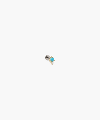 Piercing Studio - Turquoise Diamond Droplet Flat Back Stud, featuring a blue and silver design with a detailed close-up highlighting its unique pattern.