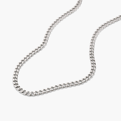 5mm Curb Chain Necklace: A close-up of a silver chain necklace, showcasing its classic and versatile design, ideal for everyday wear.