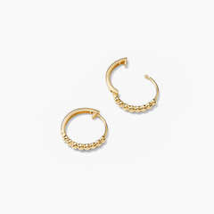 Beaded Small Hoops: A pair of handcrafted, recycled 14k solid gold hoop earrings featuring delicate beads for a stylish, elevated look.
