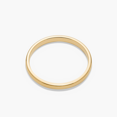 2mm Curve Band: A sleek gold ring, simple yet elegant, perfect for marking significant life moments with lasting style and lightweight comfort.