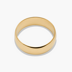 6mm Curve Band: A sleek, gold ring, perfect for marking a new chapter with its lightweight and durable design, shown on a white background.
