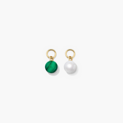 Single Pearl Hoop Charm featuring a green and white pearl, ideal for enhancing everyday hoops with a personalized touch for versatile styling.