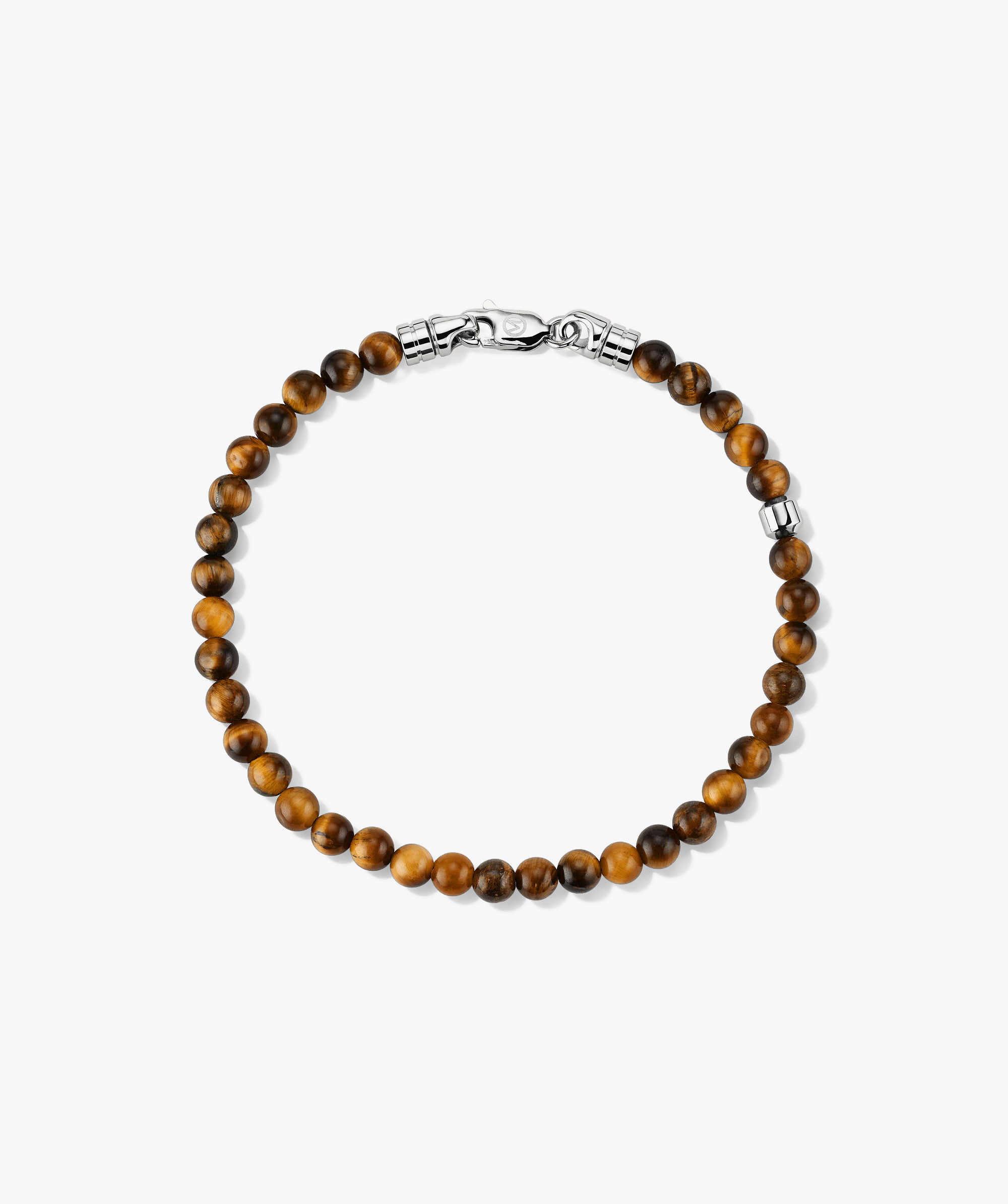 4mm Gemstone Beaded Bracelet featuring brown beads and a sterling silver swivel clasp, adding texture and shape to your everyday style.