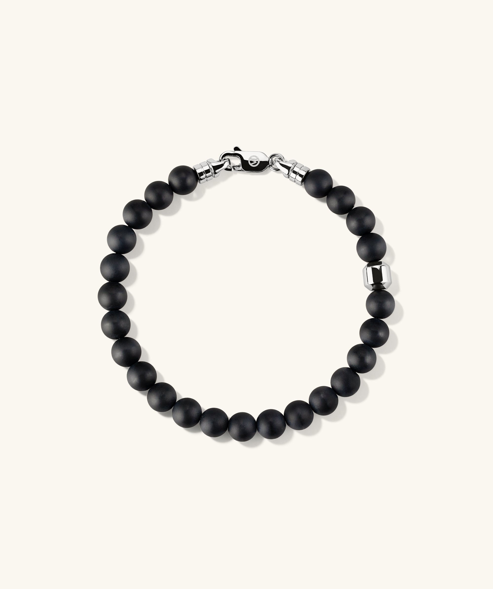 6mm Gemstone Beaded Bracelet with handcrafted sterling silver beads and a swivel clasp.