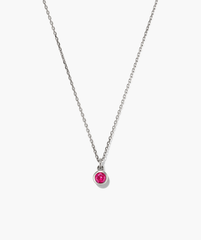 Sia Birthstone Pendant Necklace featuring a sparkling pink gemstone on a silver chain, perfect for personalizing your style or gifting a zodiac enthusiast.