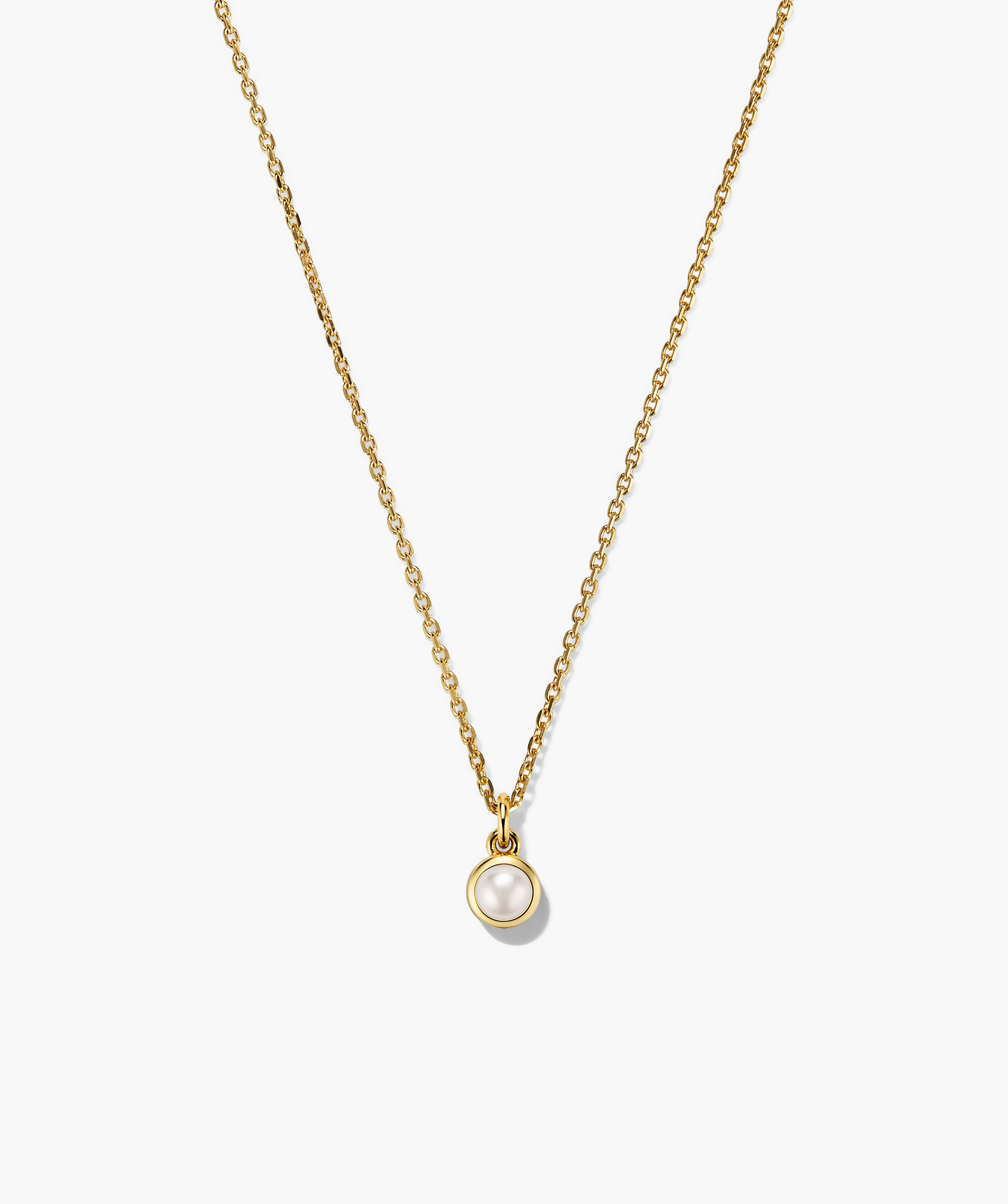 Sia Birthstone Pendant Necklace featuring a gold chain with a pearl pendant, ideal for a personal touch or as a birthday gift.