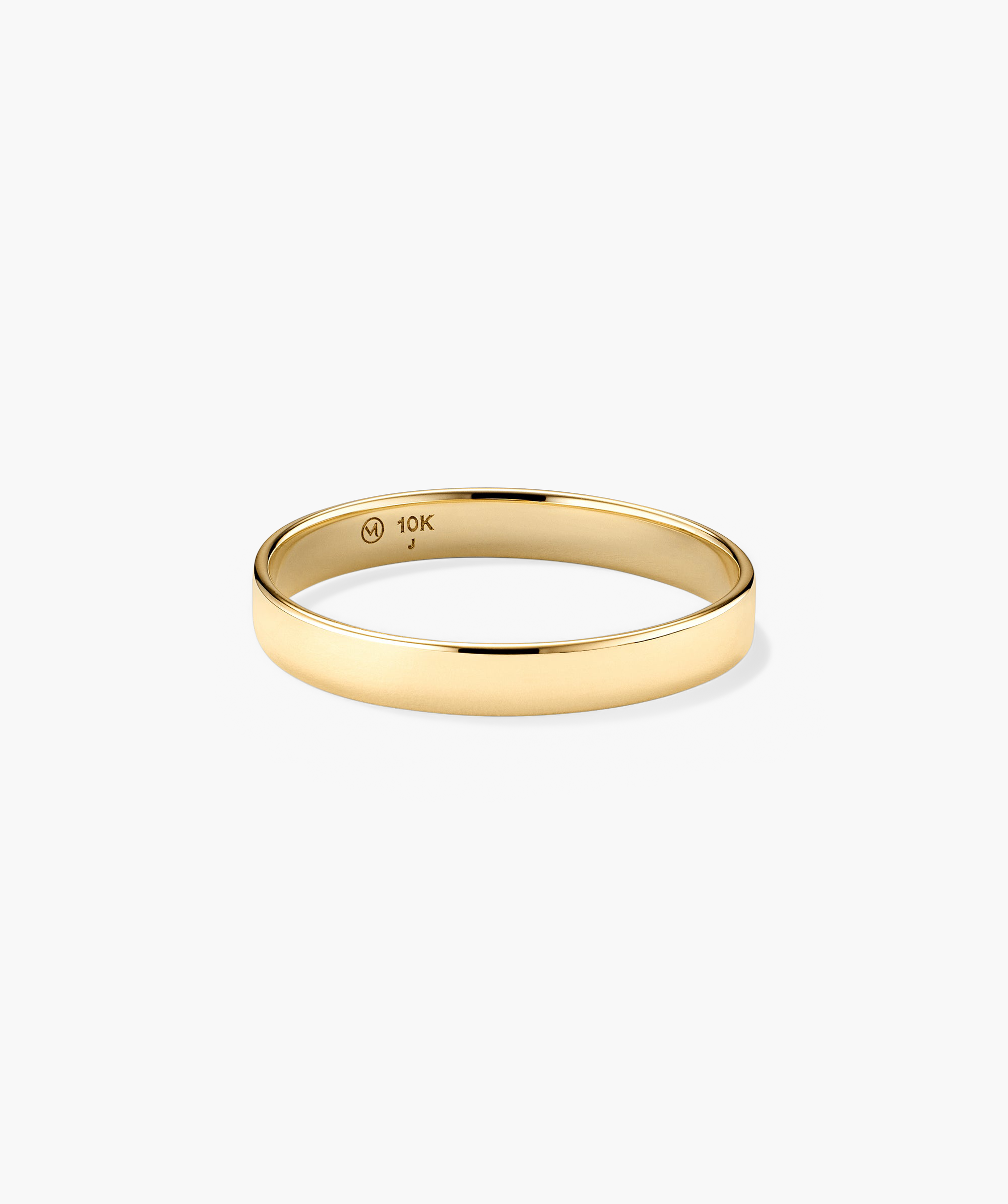 Bold Stacker: A polished 10-karat yellow gold band with a 10K stamp inside, perfect for daily wear and pairing with other Stacker rings.