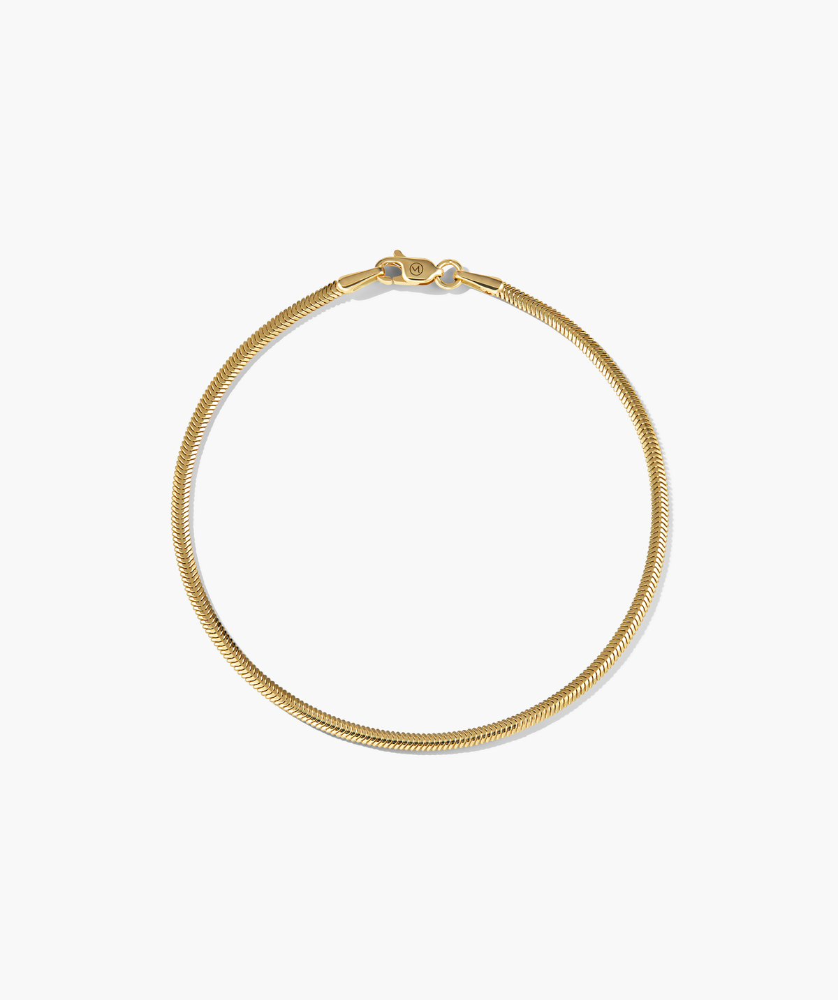 Cobra Bracelet with a smooth texture, featuring a gold chain design and clasp, elegantly displayed on a black background.