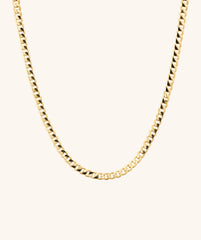Flat Curb Chain Necklace with black accents, shown on a white background, perfect for any look and everyday wear.