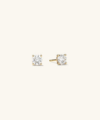 Lab Grown Diamond Round Studs 1 TCW, featuring sparkling lab-grown diamonds set in 14k solid gold, showcased in a detailed close-up view.