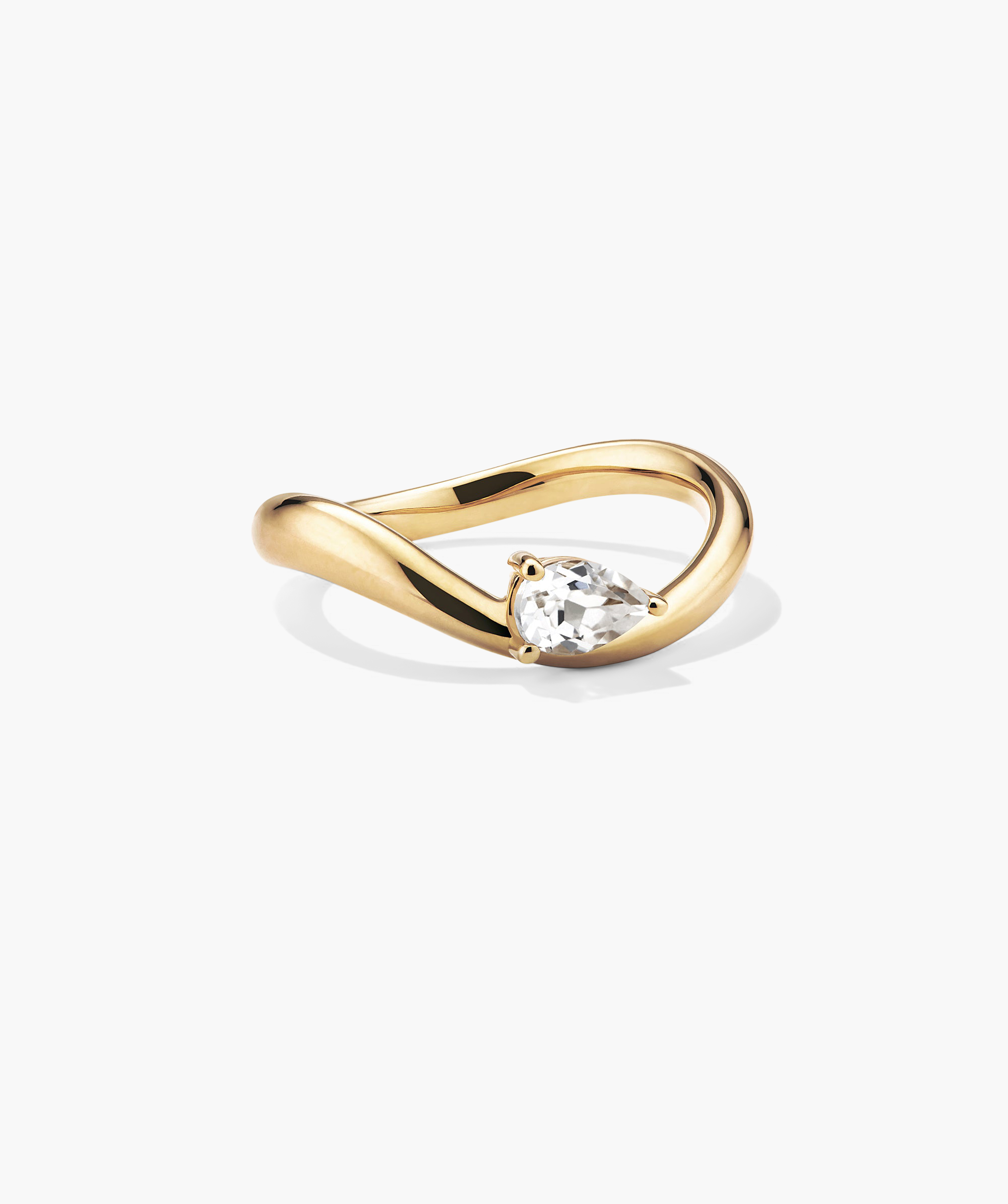 DÃ´me Figure Balance Ring showcasing a pear cut gemstone floating elegantly above the band, ideal for layering with other DÃ´me Figure Rings.