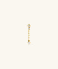 Celeste Lab Grown Diamond Chain Stud featuring clustered diamonds in bezel and prong settings, with a dangling diamond on a delicate chain, inspired by constellations.