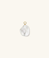 Oversized Baroque Pearl Hoop Charm featuring an irregular, sculptural pearl design, ideal for pairing with Bold Small Hoops or Remy Gemstone Charm Hoops.