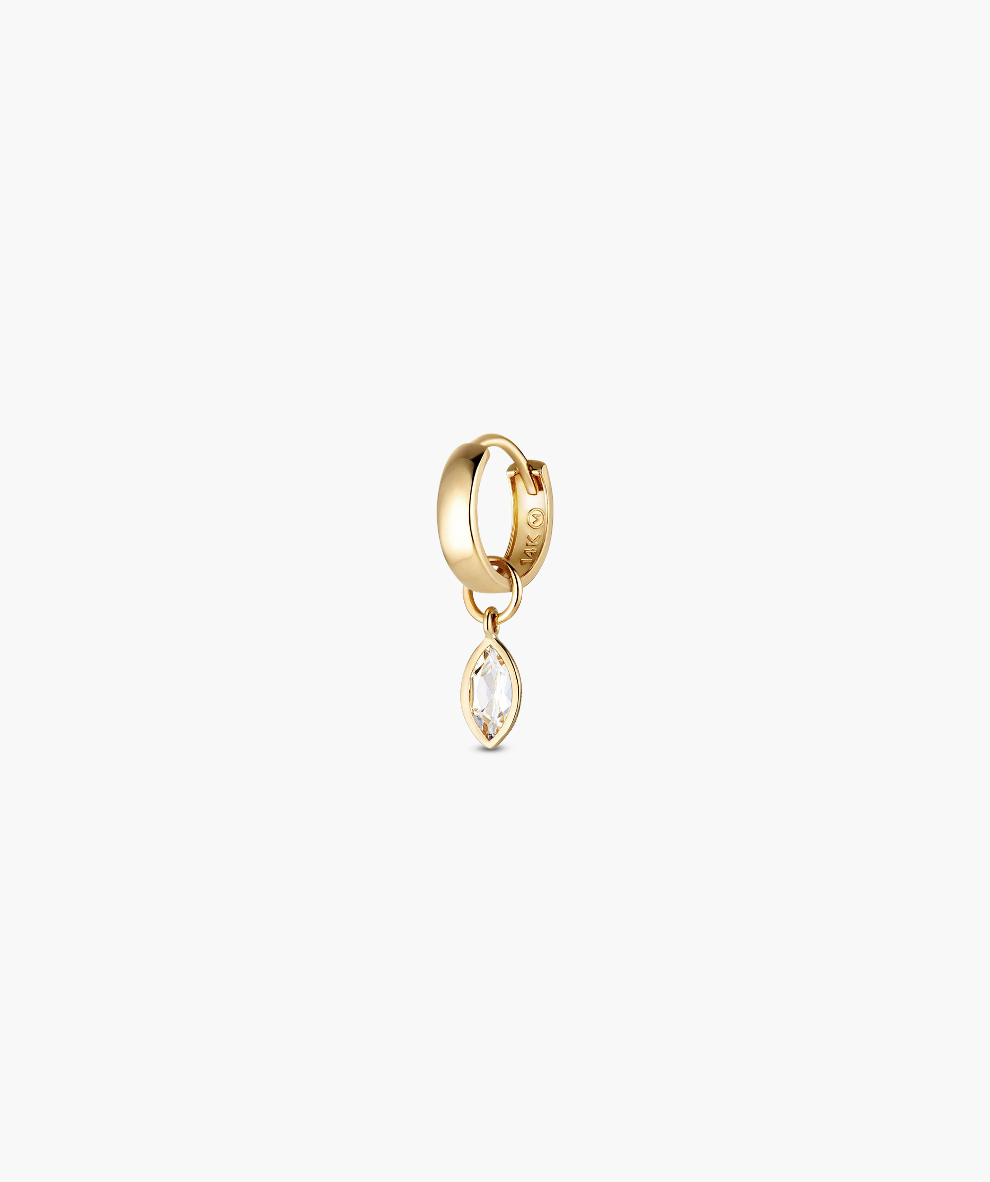 Marquise Gemstone Hoop Charm featuring a gold hoop earring adorned with a hanging gemstone, designed to enhance hoops like the Bold Hoops.