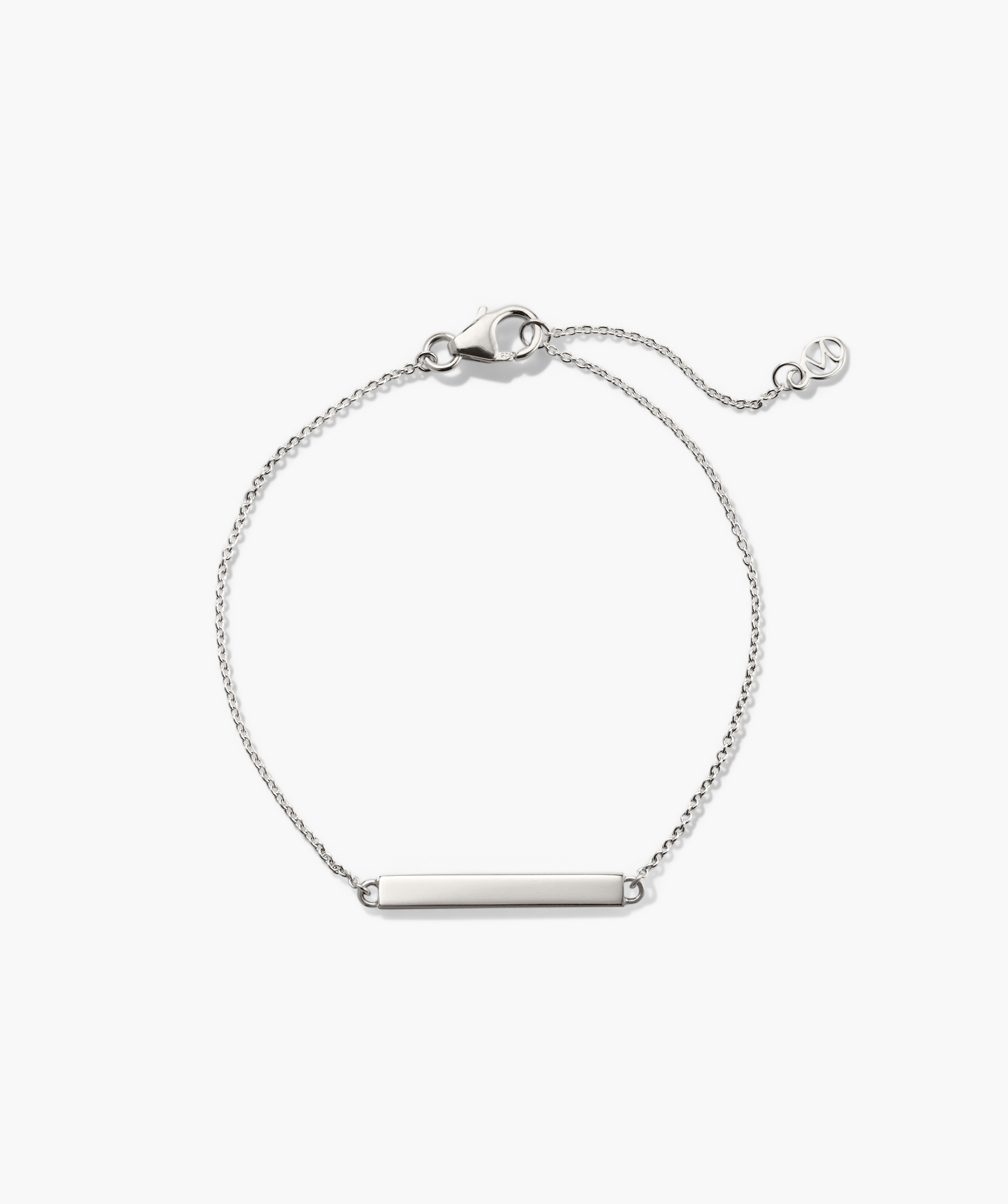 Engravable Bar Bracelet featuring a sleek silver design with a prominent bar, ideal for personal inscriptions or messages.