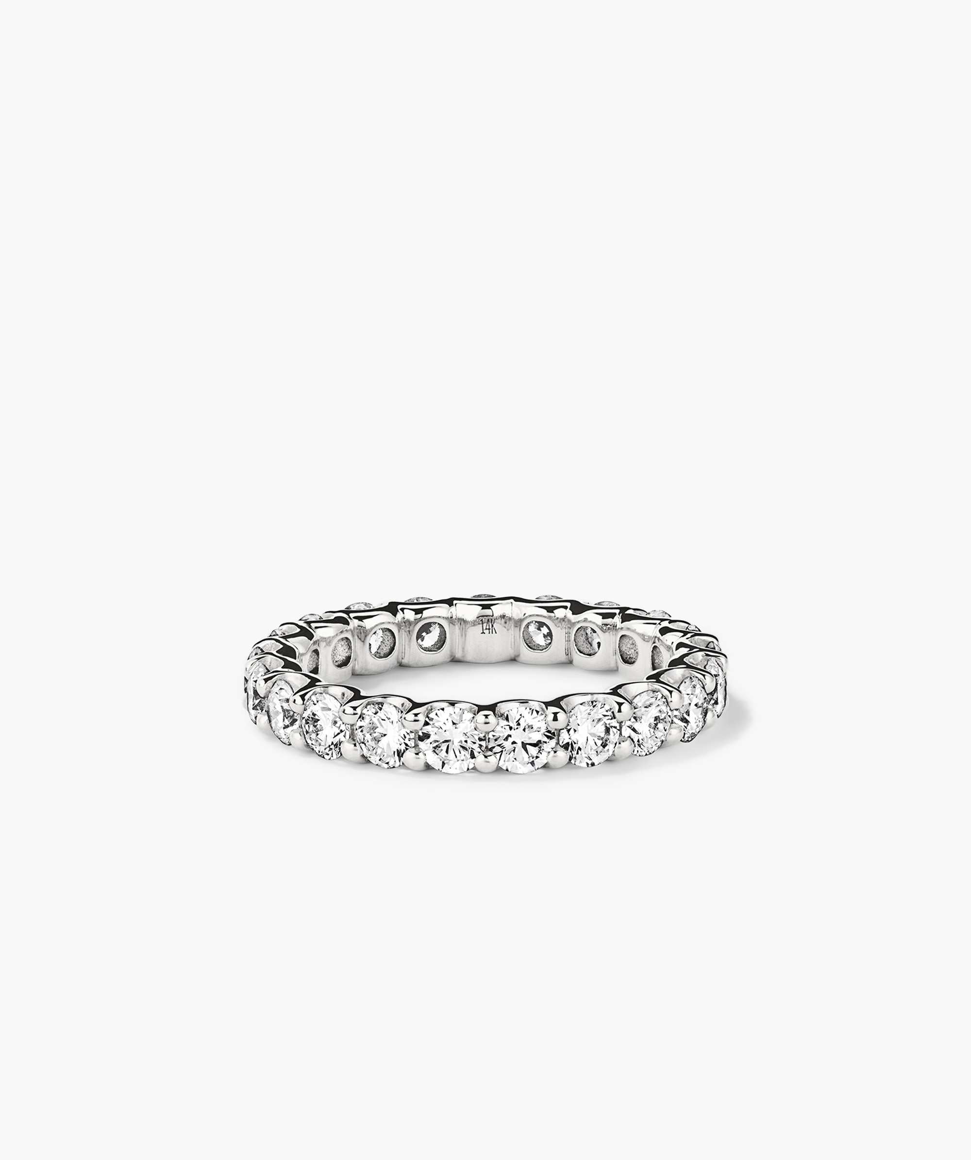 3mm Lab Grown Diamond Eternity Band, featuring a continuous row of sparkling lab-grown diamonds set in 14k solid gold, shown on a white background.