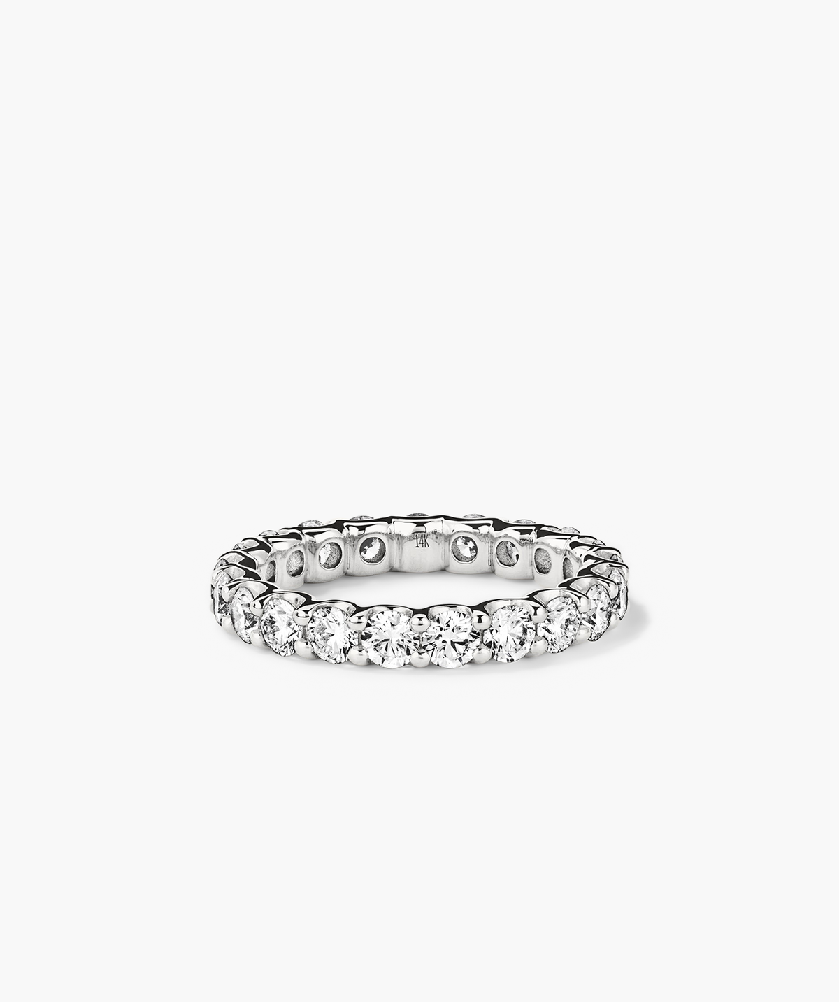 3mm Lab Grown Diamond Eternity Band, featuring a continuous row of sparkling lab-grown diamonds set in 14k solid gold, shown on a white background.
