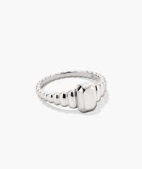 Charlotte Step Cut Signet Ring with an engravable square stone, adding texture and elegance to any outfit.