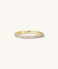Lab Grown Diamond Eternity Band showcasing a close-up of gold with sparkling diamonds, designed for everyday elegance in any ring stack.