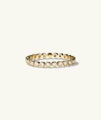 Prism Lab Grown Diamond Eternity Band showcasing lab grown diamonds in a bezel setting, highlighting its intricate design and elegant craftsmanship.
