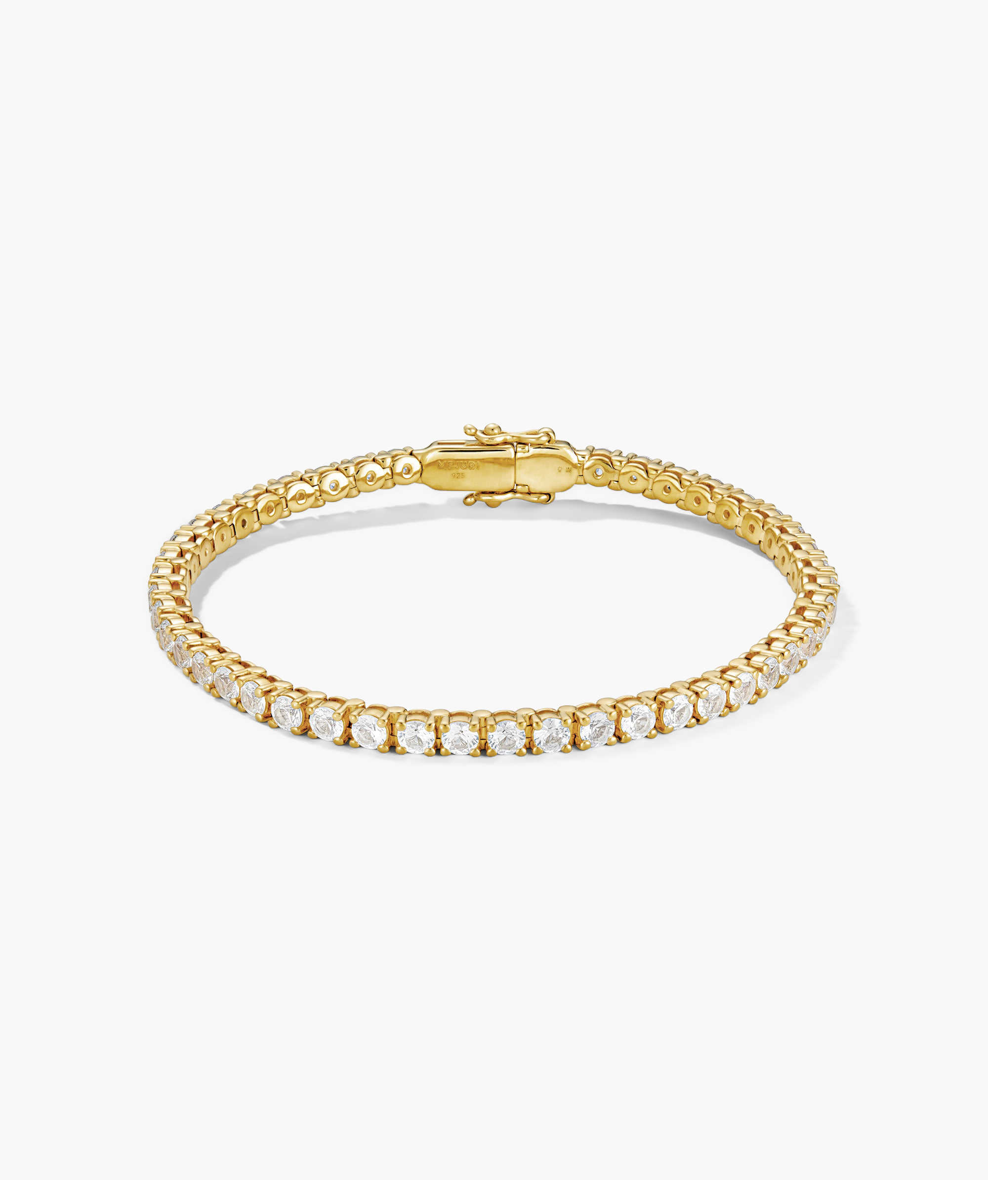 Lab Grown Sapphire Tennis Bracelet featuring diamonds, designed as a gold accessory, showcasing the brilliance of lab-grown sapphires set in sterling silver.