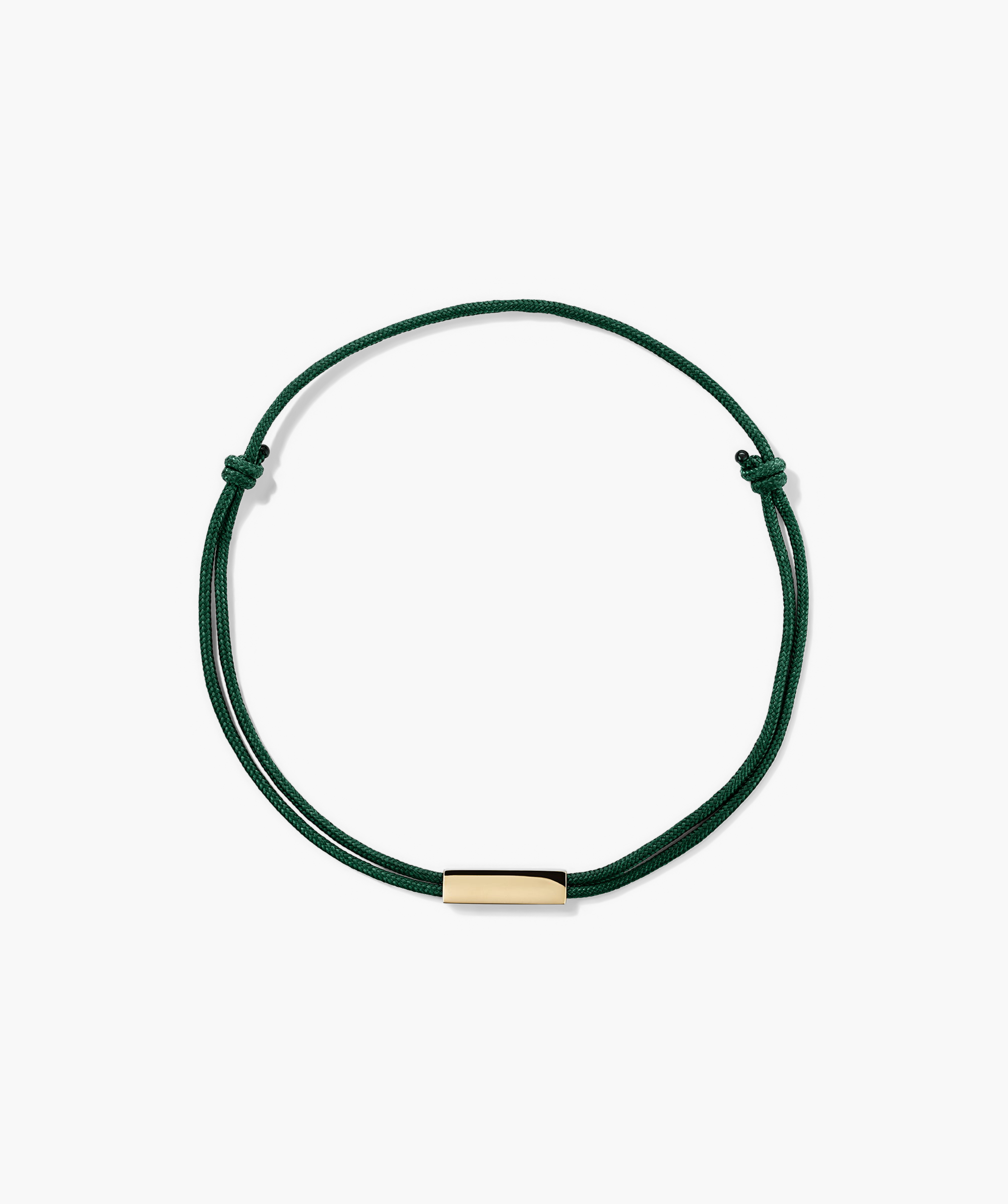 Bar Cord Bracelet featuring a green string with a gold bar, ideal for adding a signature touch to your fashion accessories.