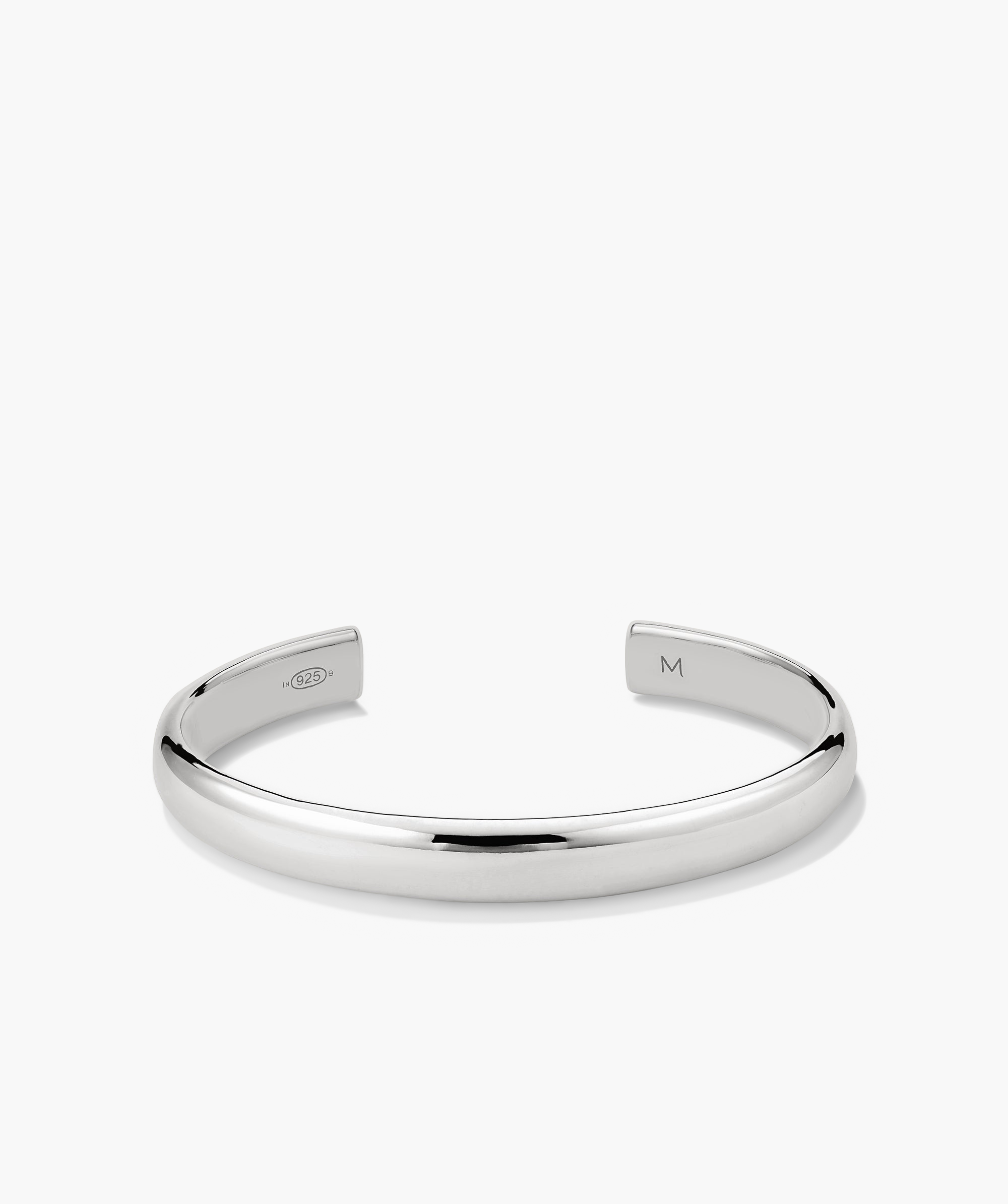 Silver Bold Cuff bracelet with a sleek, minimalist design, featuring two square ends.