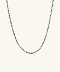 3.7mm Round Box Chain Necklace, handcrafted in sterling silver, featuring a simple yet elegant design perfect for everyday wear.