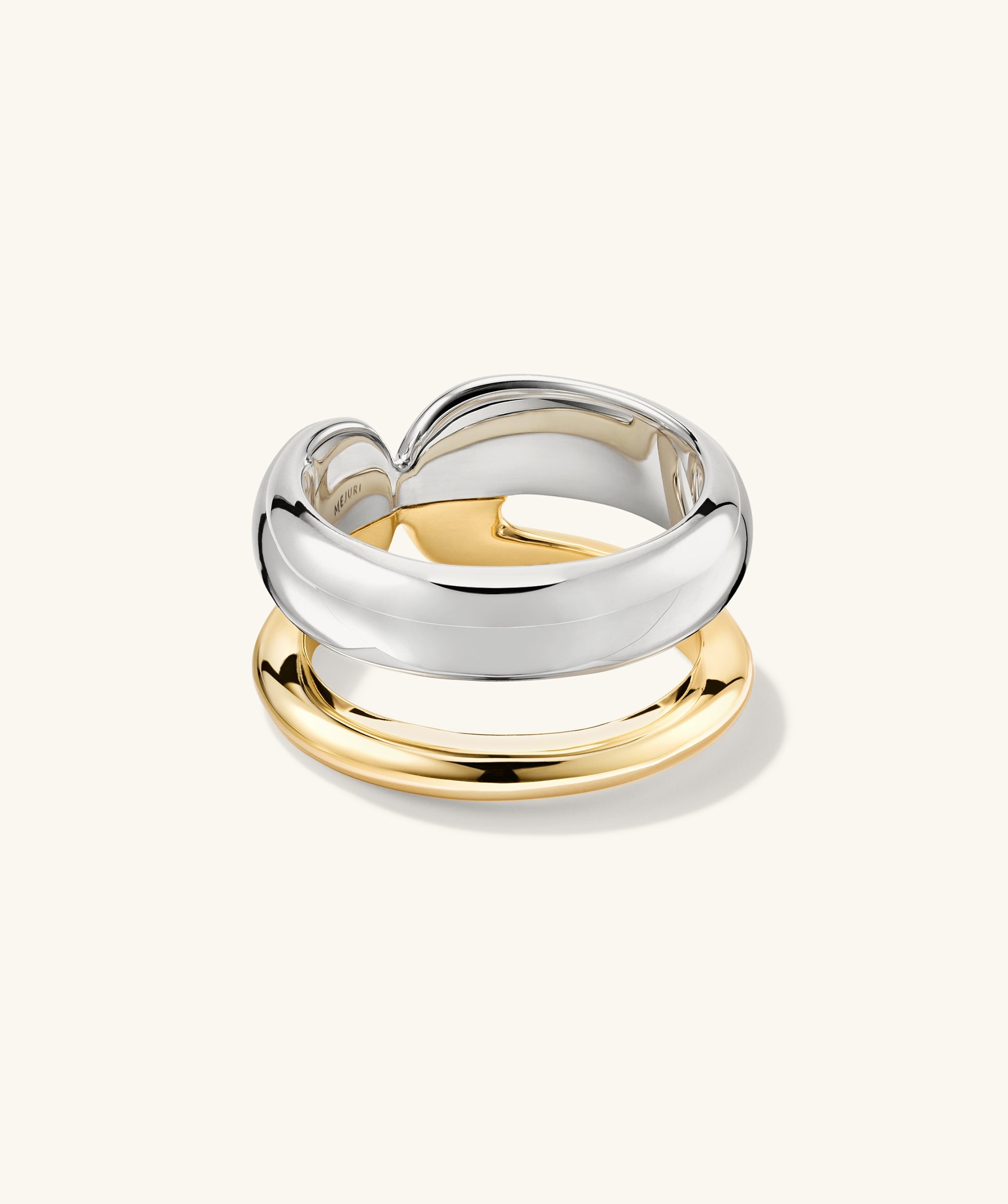 Duet Mixed Ring: A handcrafted ring featuring 18k gold vermeil and sterling silver, showcasing a dual-width design from the Duet collection.