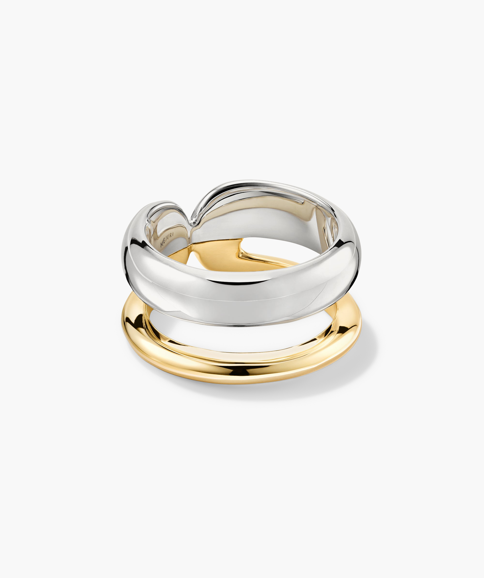 Duet Mixed Ring: A handcrafted ring featuring 18k gold vermeil and sterling silver, showcasing a dual-width design from the Duet collection.