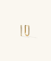 PavÃ© Diamond Small U Hoops: 14k gold U-shaped earrings adorned with responsibly sourced diamonds, adding dimension and sparkle to your ear stack.