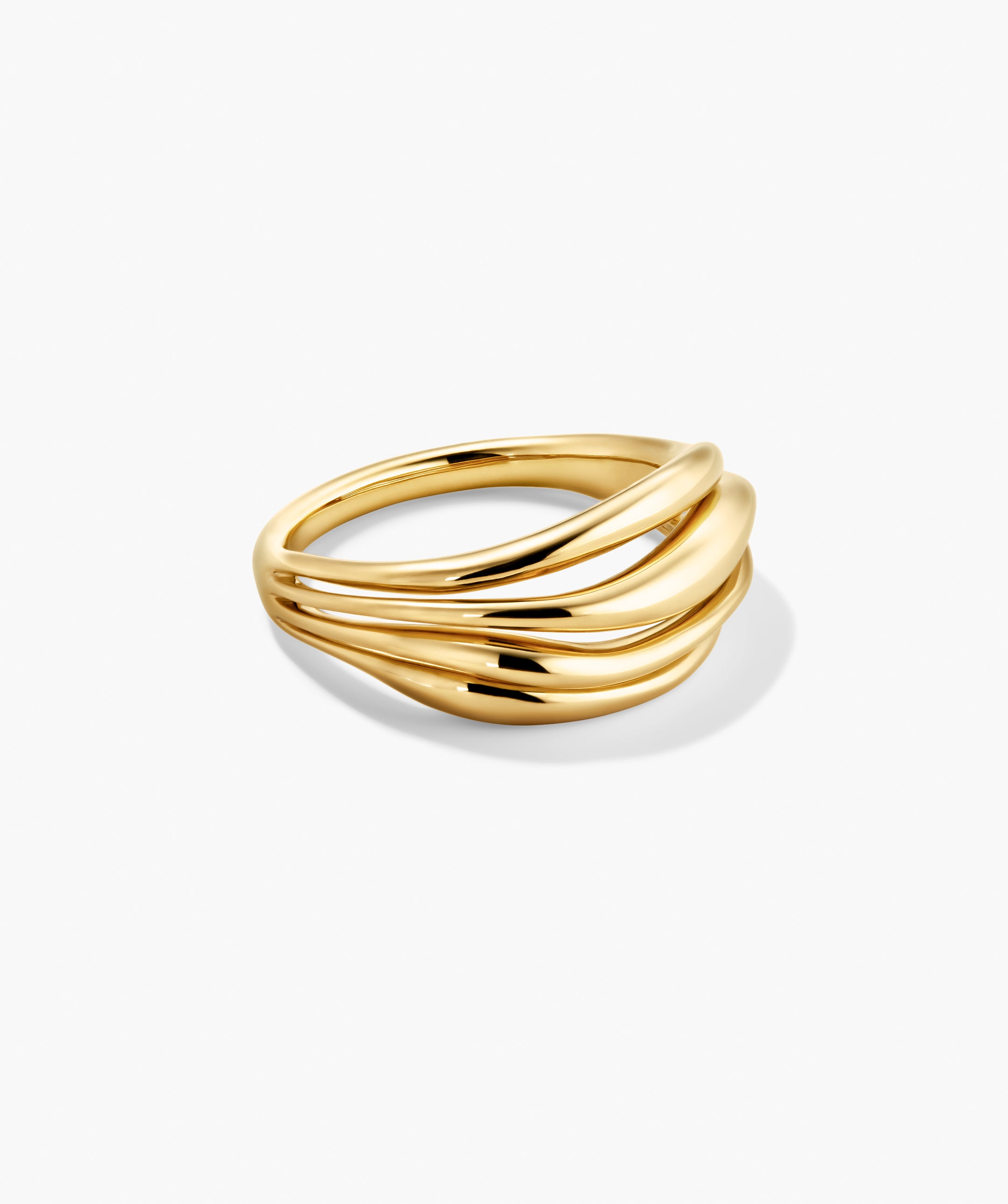 Bold Open DÃ´me Ring features a sculptural, multi-band design with smooth, overlapping bands creating a layered, wave-like effect on a clean white background.