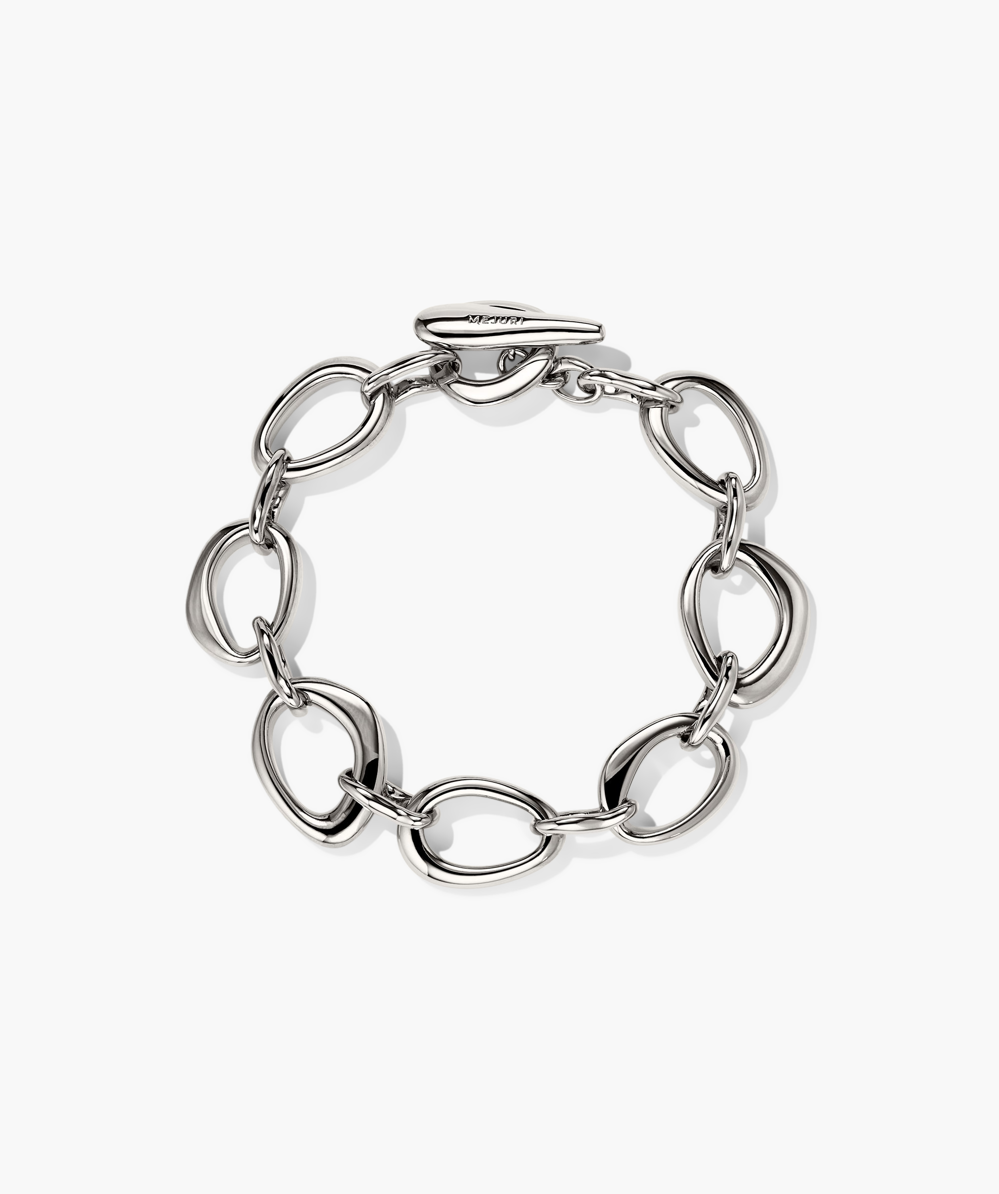 Organic DÃ´me Ripple Chain Bracelet featuring interlinked open shapes and a toggle clasp, showcasing an elegant, wearable design.