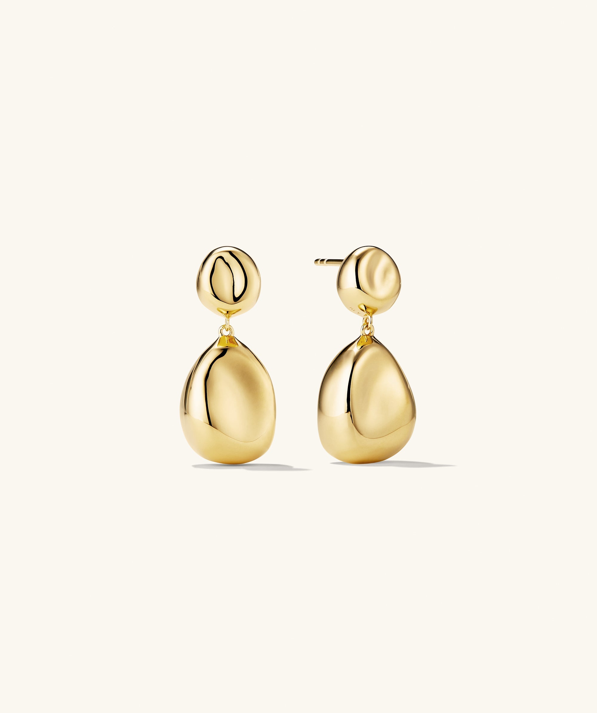 Organic DÃ´me Pebble Earrings, gold drop earrings from the DÃ´me collection, featuring organic shapes for a versatile, refined look. Perfect as statement jewelry.