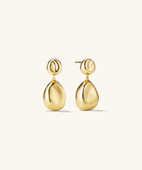 Organic DÃ´me Pebble Earrings, gold drop earrings from the DÃ´me collection, featuring organic shapes for a versatile, refined look. Perfect as statement jewelry.