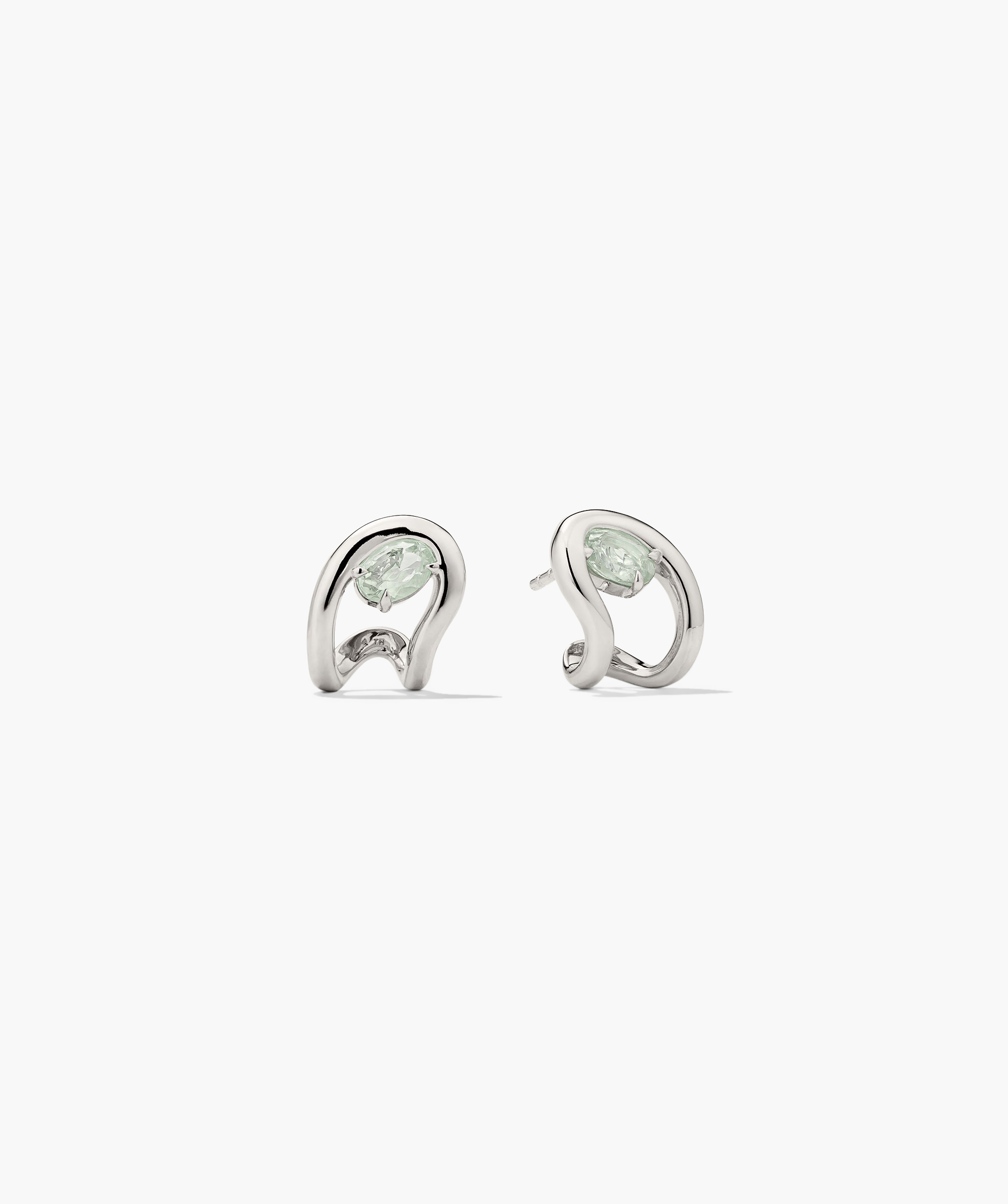 Organic DÃ´me Curve Gemstone Huggies featuring a unique design with a central gemstone, elegantly blending art and style for wearable sophistication.