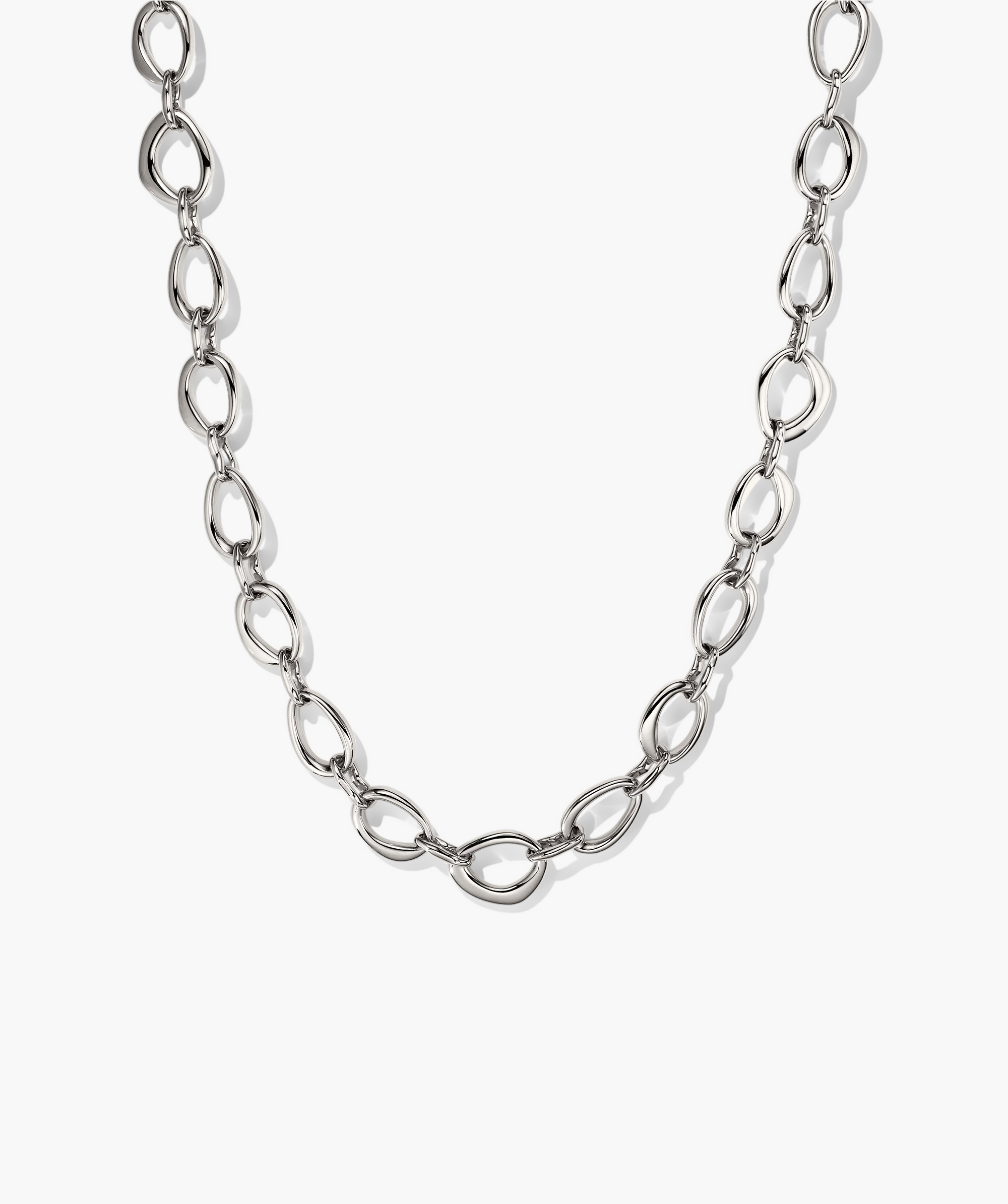 Organic DÃ´me Ripple Chain Necklace featuring irregular silver oval links with a toggle clasp, offering a fluid, dynamic design from the iconic DÃ´me collection.